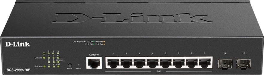 ���� D-Link DGS-2000-10P - 8 x 10/100/1000Base-T, 2 x SFP, 20 Gbps - 