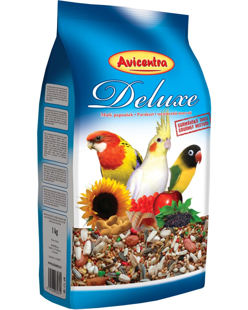 Храна за средни папагали Avicentra Храна за средни папагали Avicentra - 1 kg, от серията Deluxe - храна