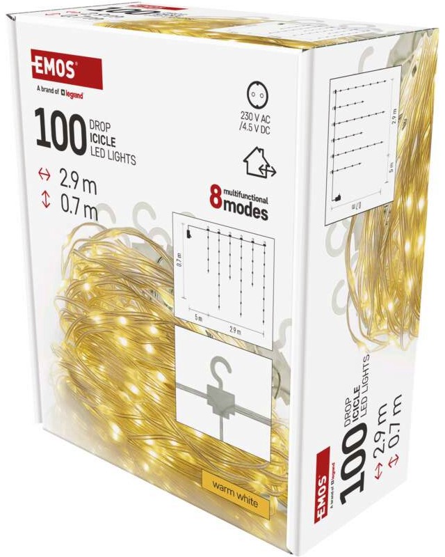 Коледна LED светлинна верига Emos D3CW02 Коледна LED светлинна верига Emos D3CW02 - 100 броя LED светлини с дължина 2.9 m -