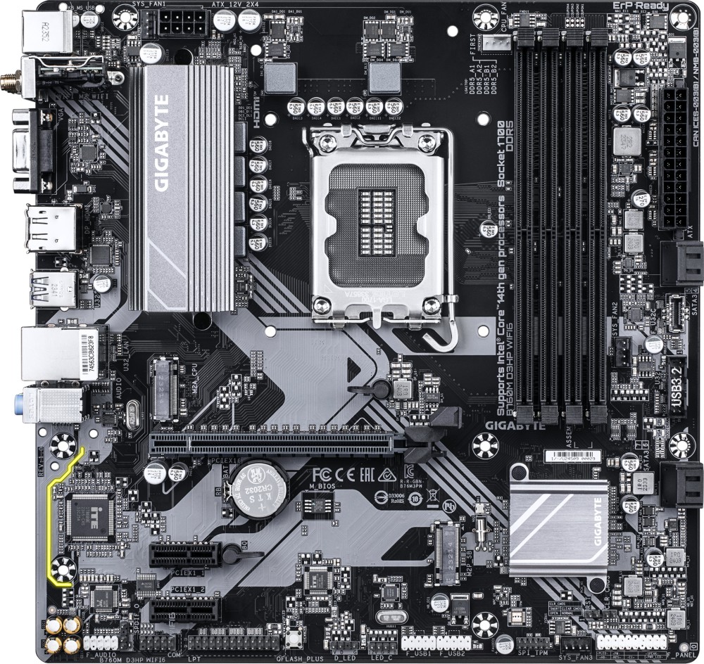 Дънна платка Gigabyte B760M D3HP WIFI6 Дънна платка Gigabyte B760M D3HP WIFI6 - LGA 1700, Intel B760, DDR5, Micro ATX -