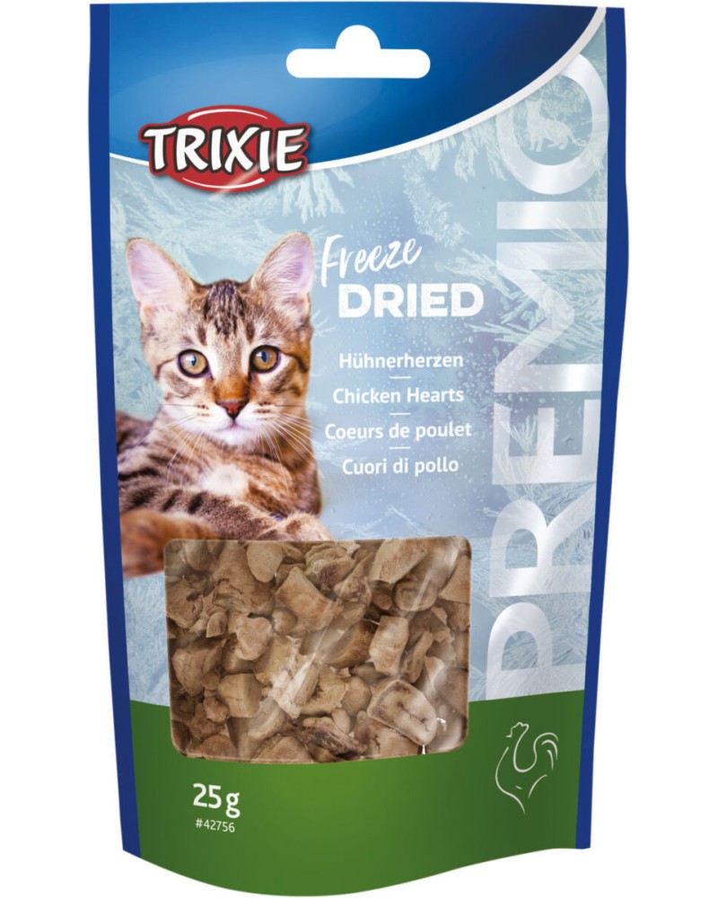 Лакомства за котки Trixie Freeze Dried Лакомства за котки Trixie Freeze Dried - 25 g, от пилешки сърца, от серията Premio - храна