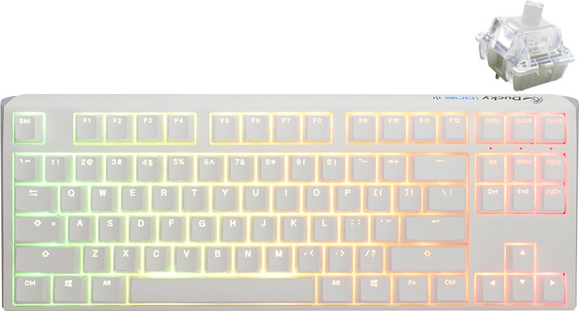 Механична гейминг клавиатура Ducky One 3 Pure White Механична гейминг клавиатура Ducky One 3 Pure White - TKL, с USB кабел 1.8 m, ANSI Layout, Hot-Swap, RGB, Cherry MX Clear -