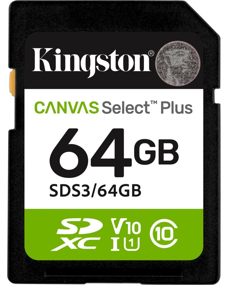 SDXC карта памет 64 GB Kingston Canvas Select Plus SD SDXC карта памет 64 GB Kingston Canvas Select Plus SD - Class 10, U1, V10 -