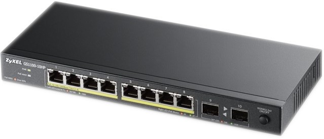 ���� ZyXEL GS1100-10HP v2 - 8 �����, 2 SFP �����, 1000 Mbps - 