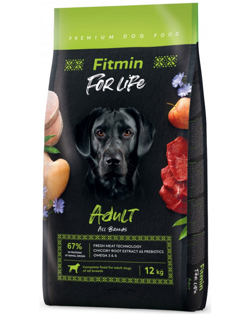 Суха храна за кучета Fitmin Adult Суха храна за кучета Fitmin Adult - 12 kg, от серията For Life, в зряла възраст - храна