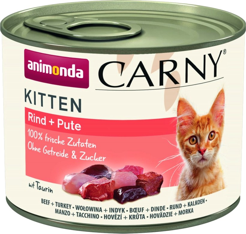 Консерва за котки Carny Kitten Консерва за котки Carny Kitten - 200 ÷ 12 х 400 g, с говеждо и пуешко, от 3 месеца до 1 година - храна