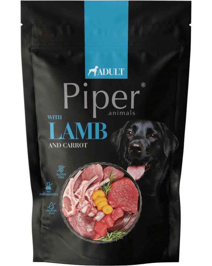 Паучове за кучета Piper Adult Паучове за кучета Piper Adult - 10 x 500 g, с агнешко, моркови и кафяв ориз, в зряла възраст - храна