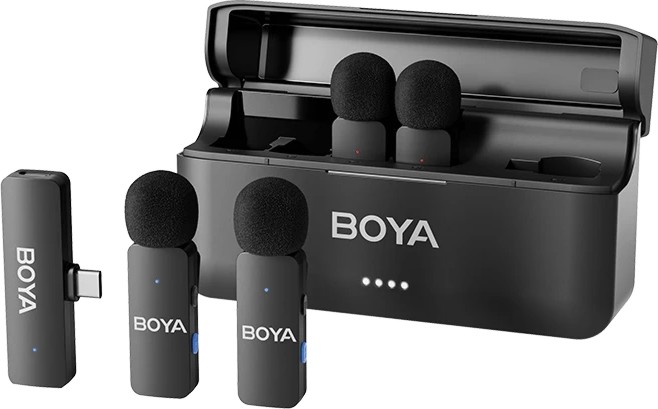 Безжична микрофонна система BOYA BY-V4U Безжична микрофонна система BOYA BY-V4U - Със зареждащ кейс -