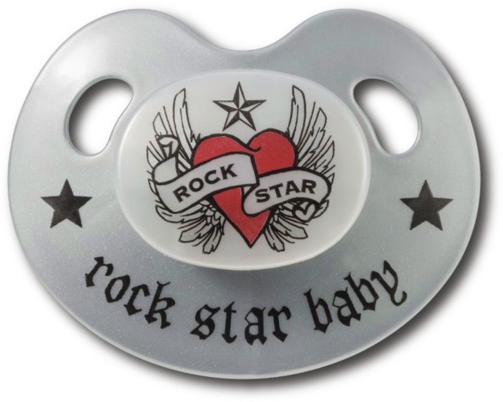 Ортодонтична залъгалка Rock Star Baby Ортодонтична залъгалка Rock Star Baby - С кутия за съхранение, от серията Сърце с крила, 6-18 м - залъгалка