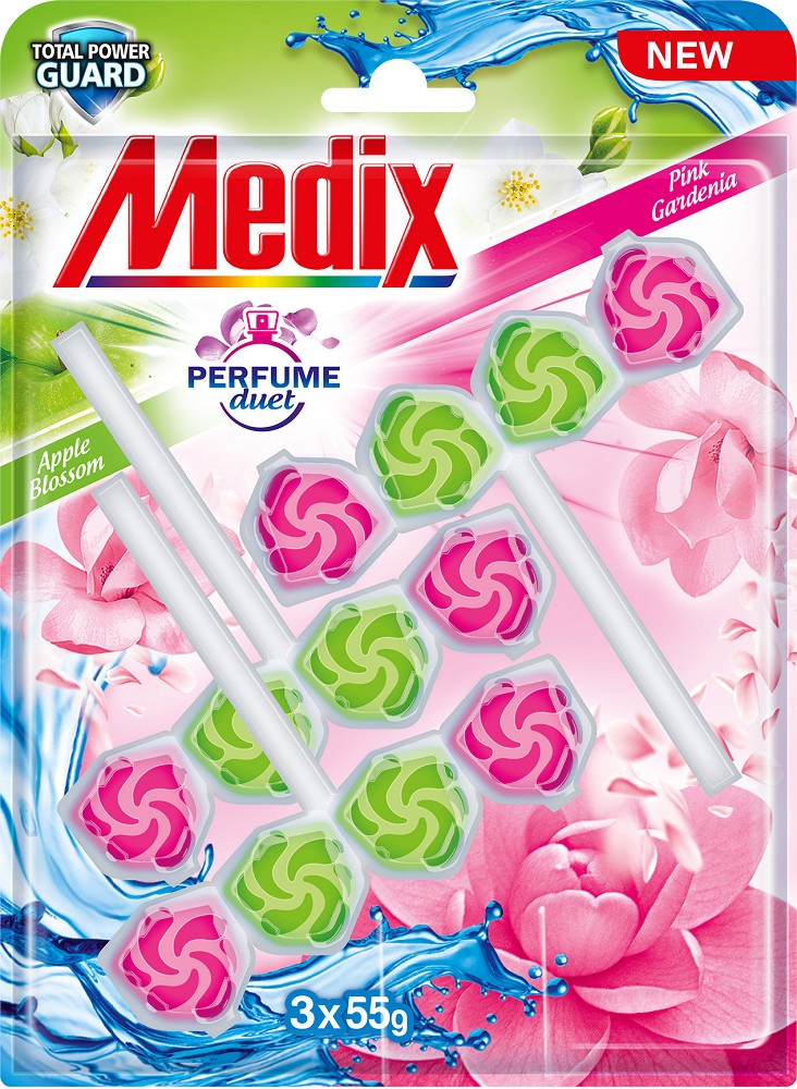 Тоалетни блокчета Medix Тоалетни блокчета Medix - 1 и 3 броя, с аромат на ябълка и гардения - продукт