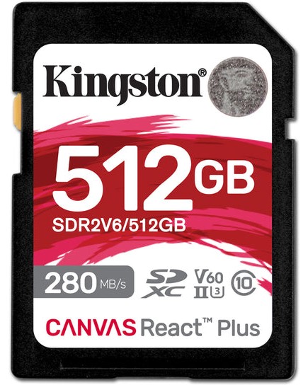 SDXC карта памет 512 GB Kingston Canvas React Plus SDXC карта памет 512 GB Kingston Canvas React Plus - Class 10, UHS-II, U3, V60 -