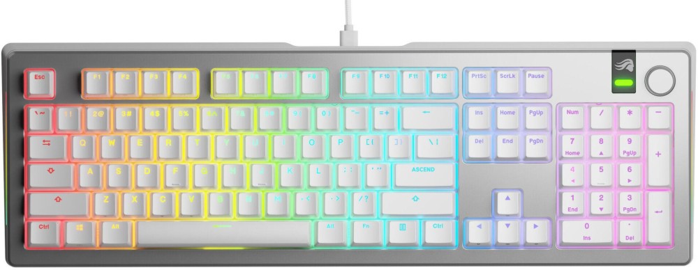 Механична гейминг клавиатура Glorious GMMK 3 Pro Механична гейминг клавиатура Glorious GMMK 3 Pro - 100%, USB-C кабел с дължина 2 m, RGB подсветка, ANSI Layout, Fox MX -