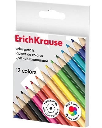Къси цветни моливи Erich Krause Къси цветни моливи Erich Krause - 12 цвята -
