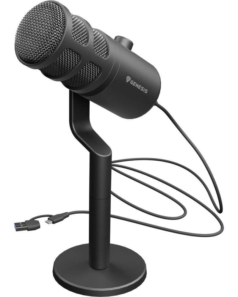 Настолен микрофон Genesis Radium 350D Настолен микрофон Genesis Radium 350D - 60 Hz - 14 KHz, с кабел 2.5 m, USB-A, USB-C -