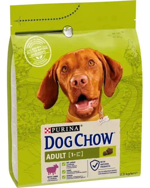 Суха храна за кучета Dog Chow Adult Суха храна за кучета Dog Chow Adult - 2.5 и 14 kg, с агнешко, над 1 година - храна