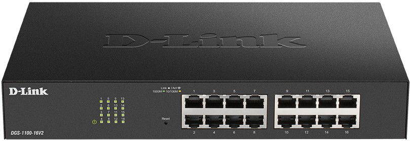 Суич D-Link DGS-1100-16V2 Суич D-Link DGS-1100-16V2 - 16 порта, 32 Gbps -