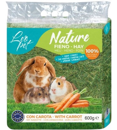 Сено за зайчета и гризачи Leopet Сено за зайчета и гризачи Leopet - 600 g, с моркови, от серията Nature - храна