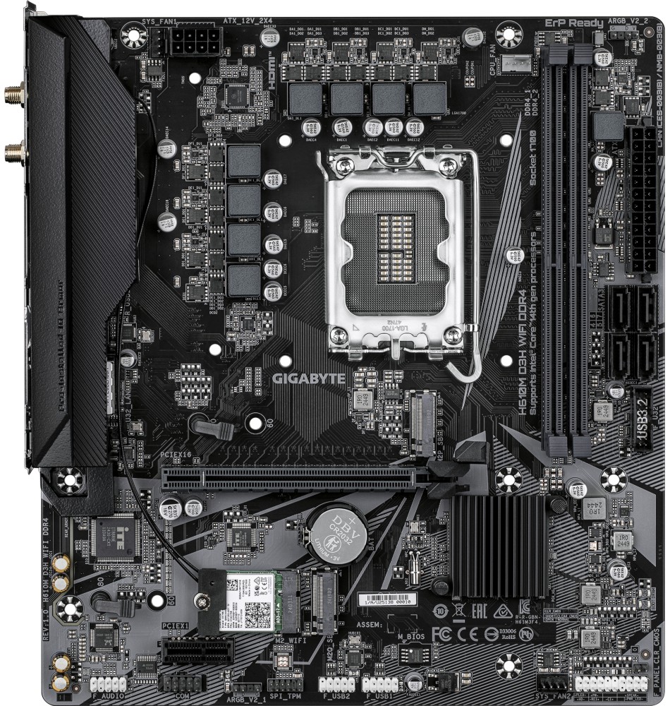 ����� ������ Gigabyte H610M D3H WIFI - LGA 1700, Intel H610, DDR4, Micro ATX - 