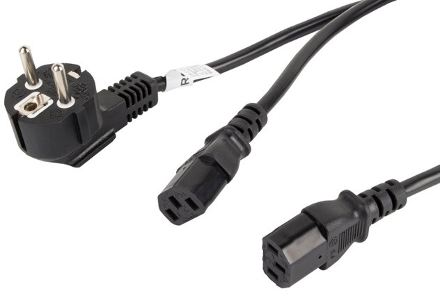 Захранващ кабел Lanberg Schuko CEE 7/7 male EURO към 2x IEC 320 C13 Захранващ кабел Lanberg Schuko CEE 7/7 male EURO към 2x IEC 320 C13 - 2 m -