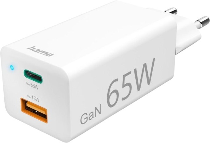  o Hama Mini GaN - 65 W, 1 x USB-C, 1 x USB-A - 