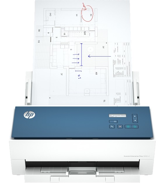 Скенер HP ScanJet Enterprise Flow 9000 s1 Скенер HP ScanJet Enterprise Flow 9000 s1 - 600 x 600 dpi, 80 pages/min, A3, Wi-Fi, DADF, USB, двустранно сканиране -