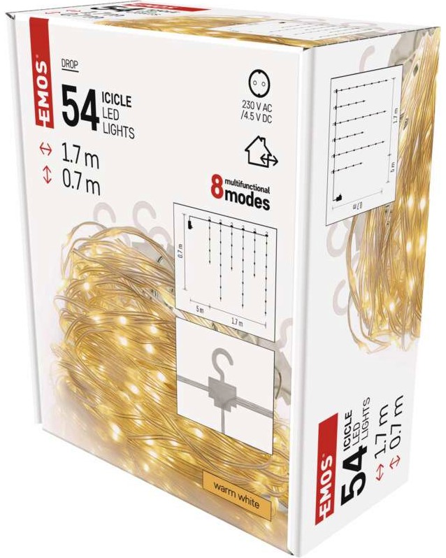Коледна LED светлинна верига Emos D3CW01 Коледна LED светлинна верига Emos D3CW01 - 54 броя LED светлини с дължина 7 m -