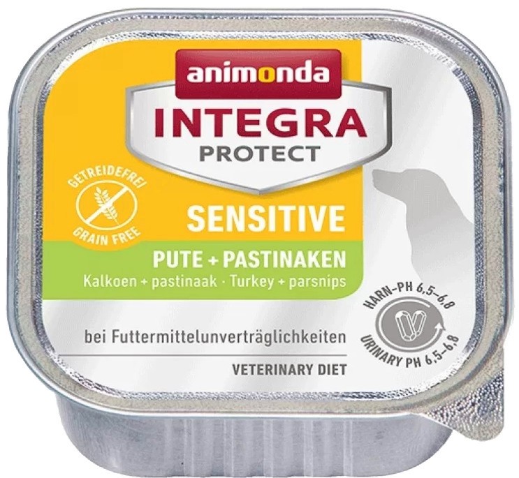 Пастет за кучета с чувствително храносмилане Integra Protect Sensitive Пастет за кучета с чувствително храносмилане Integra Protect Sensitive - 150 g, с пуйка и пащърнак, в зряла възраст - храна