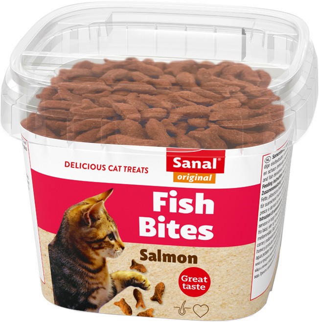 Лакомства за котки Sanal Fish Bites Лакомства за котки Sanal Fish Bites - 75 g, със сьомга - храна