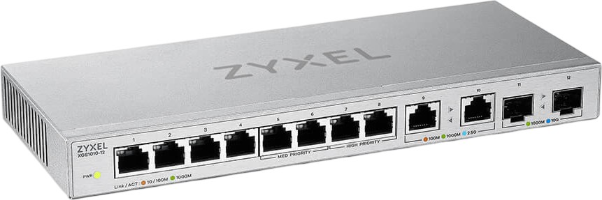 Суич ZyXEL XGS1010-12 Суич ZyXEL XGS1010-12 - 8 x 1 GbE, 2 x 2.5 GbE, 2 x 10 GbE SFP+ -
