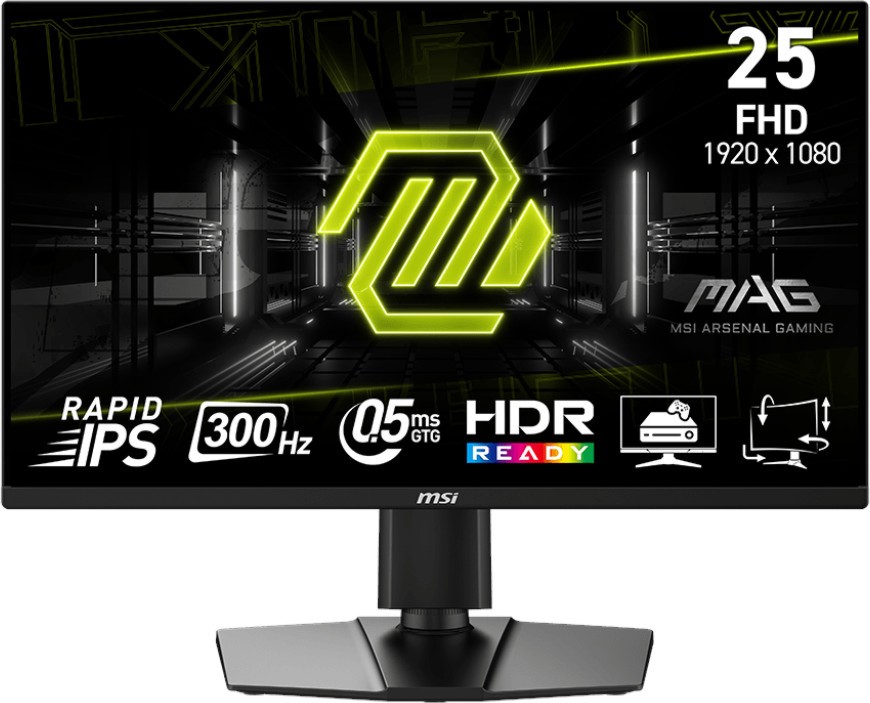 Монитор MSI MAG 255PXF Монитор MSI MAG 255PXF - 24.5", Rapid IPS, 300 Hz, 16:9, 1920 x 1080, 0.5 ms, 2 x HDMI, DisplayPort, 2 x 2 W, AMD FreeSync Premium -