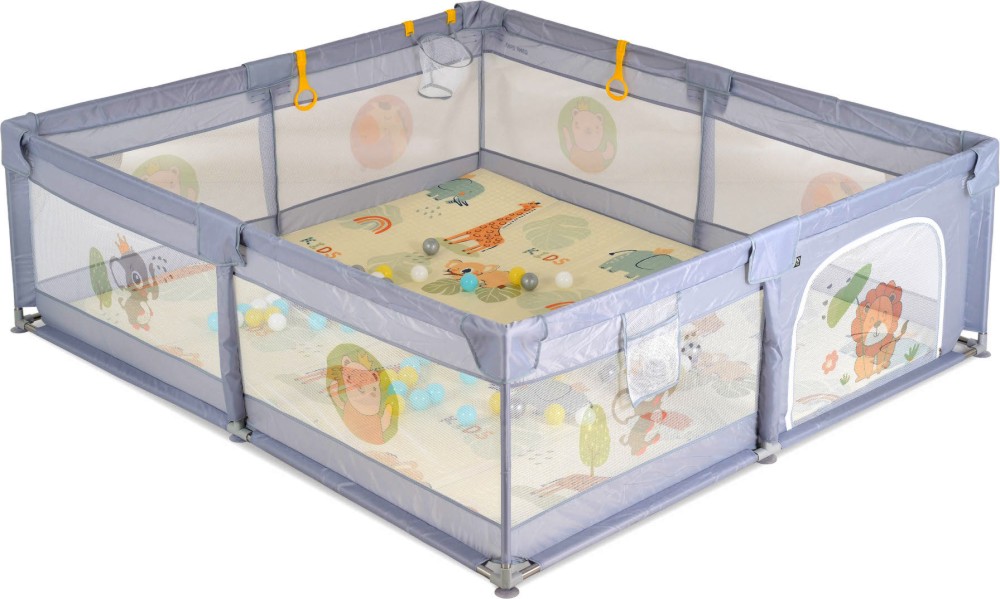 Кошара за игра Moni GameZone Кошара за игра Moni GameZone - 150 x 200 cm, с 2 халки, 60 топки и баскетболен кош - продукт