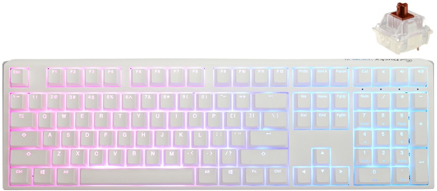    Ducky One 3 Pure White - Full Size,  USB  1.8 m, ANSI Layout, Hot-Swap, Cherry MX Brown RGB - 