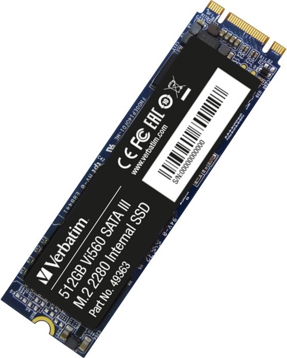 SSD памет Verbatim Vi560 S3 SATA III M.2 SSD памет Verbatim Vi560 S3 SATA III M.2 - 512 GB, четене 520 MB/s, запис 480 MB/s, 3D NAND -