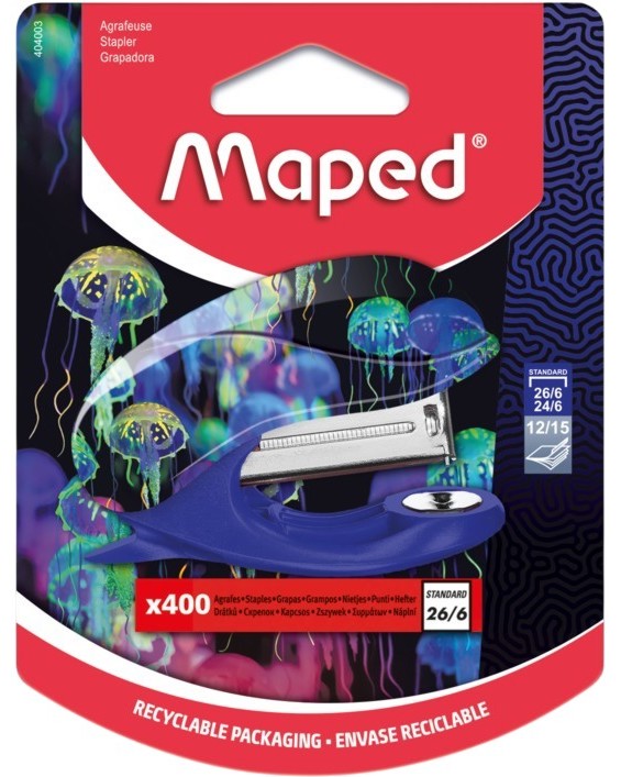 Мини телбод Maped Мини телбод Maped - С 400 телчета за захващане на до 15 листа от серията Deepsea paradise -