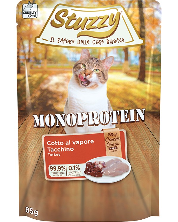 Пауч за котки Stuzzy Monoprotein Adult Пауч за котки Stuzzy Monoprotein Adult - 85 g, с пуешко, в зряла възраст - храна