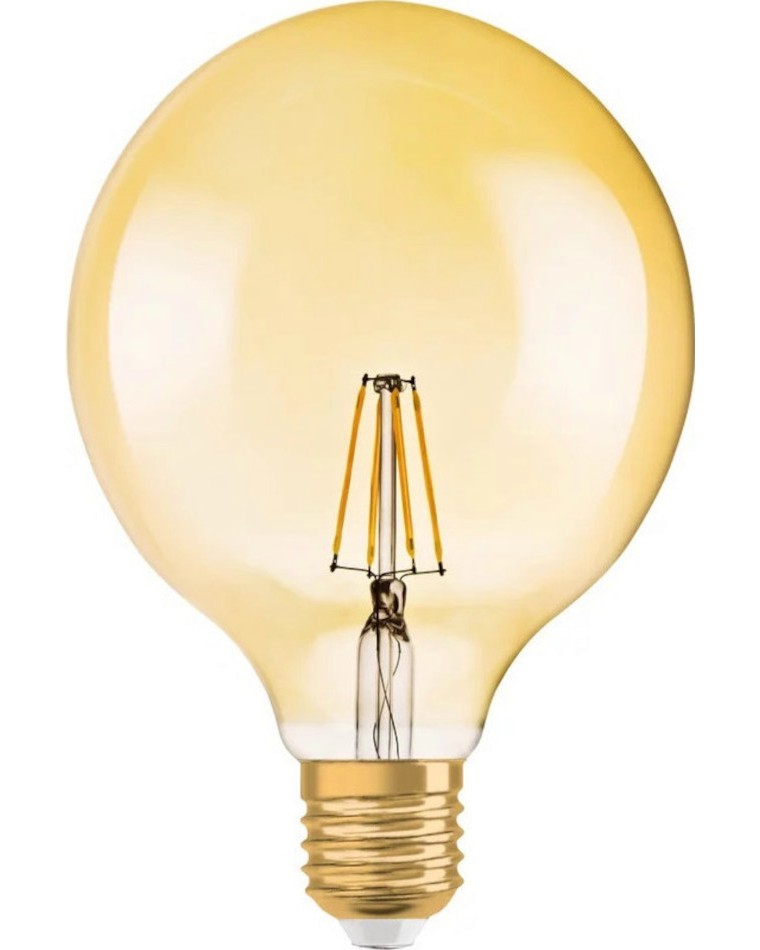 LED крушка Osram LED CL GLOBE125 FIL GOLD 36 825 E27 4.5 W 2400K LED крушка Osram LED CL GLOBE125 FIL GOLD 36 825 E27 4.5 W 2400K - 410 lm от серията Vintage 1906 -