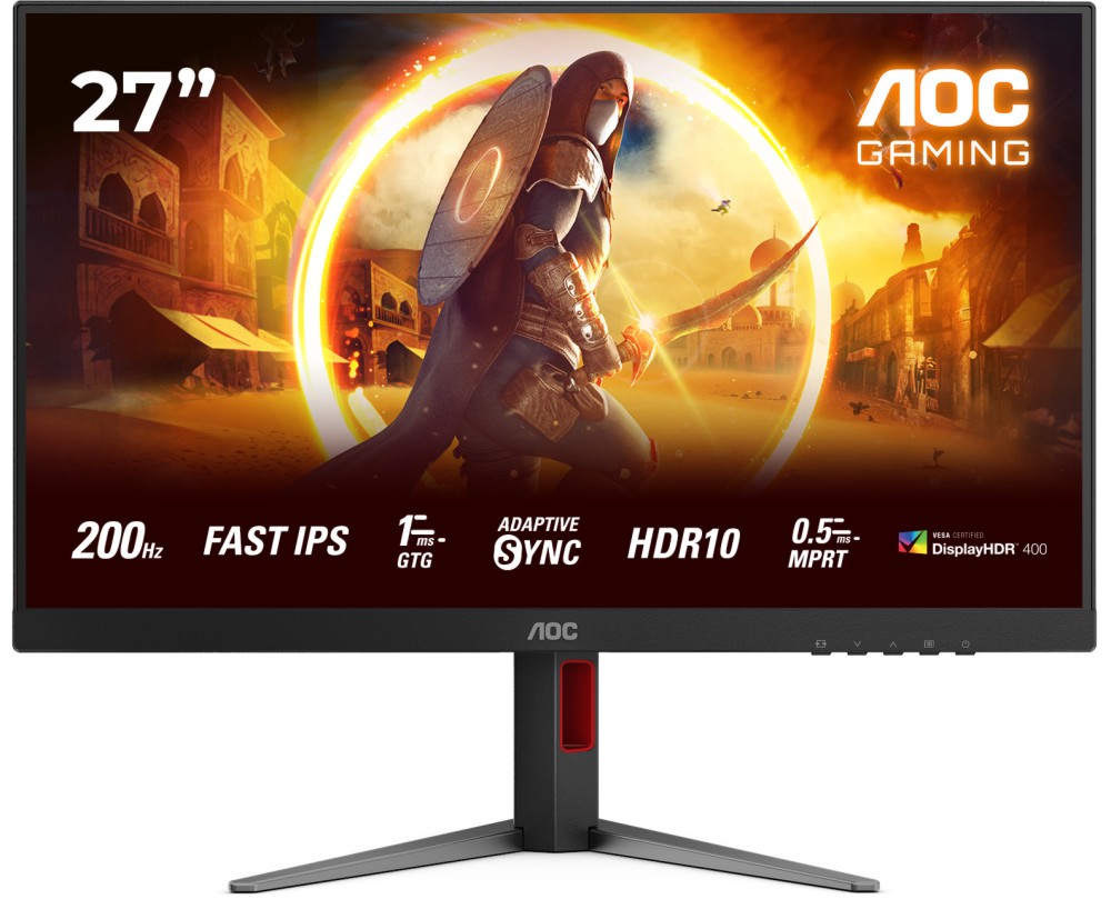  AOC 27G4HA - 27", Fast IPS, 200 Hz, 16:9, 1920 x 1080, 1 ms, 2 x HDMI, DisplayPort, Adaptive-Sync - 