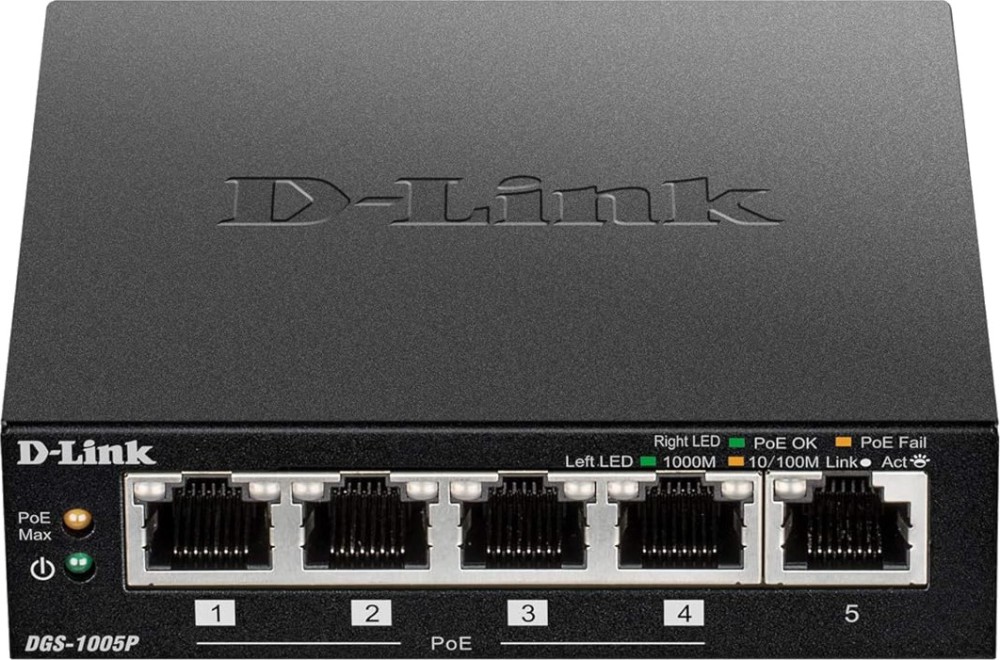 Суич D-Link DGS-1005P Суич D-Link DGS-1005P - 5 порта, 10 Gbps -