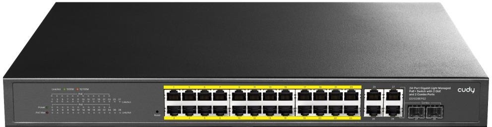 ���� Cudy GS1028EPS2 - 24 × Gigabit RJ45 PoE+, 2 × Gigabit RJ45 uplink, 2 × Gigabit Combo, 56 Gbps - 