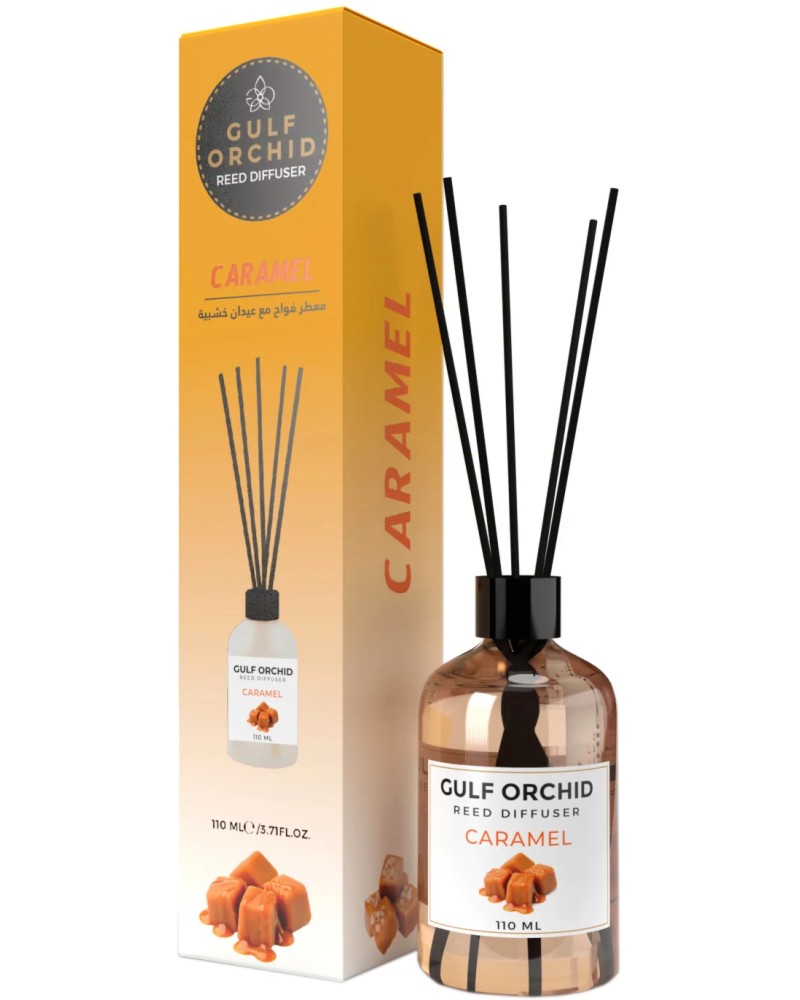 Арома дифузер с пръчици Gulf Orchid Caramel Арома дифузер с пръчици Gulf Orchid Caramel - С аромат на карамел - продукт