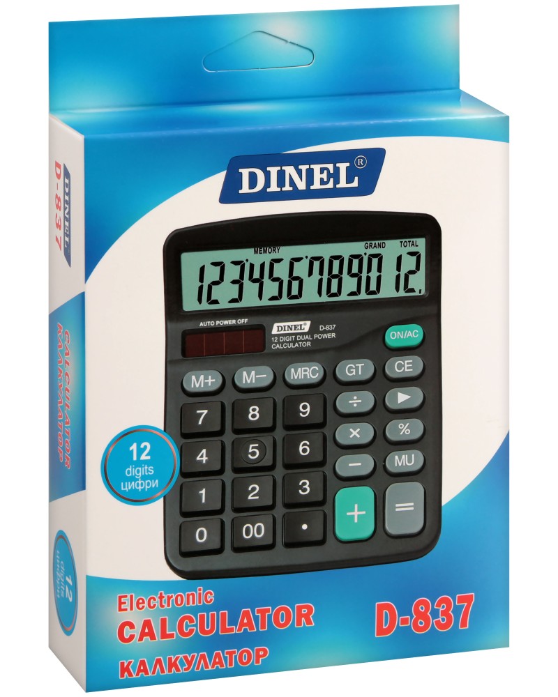 Настолен калкулатор 12 разряда Dinel D-837 Настолен калкулатор 12 разряда Dinel D-837 -