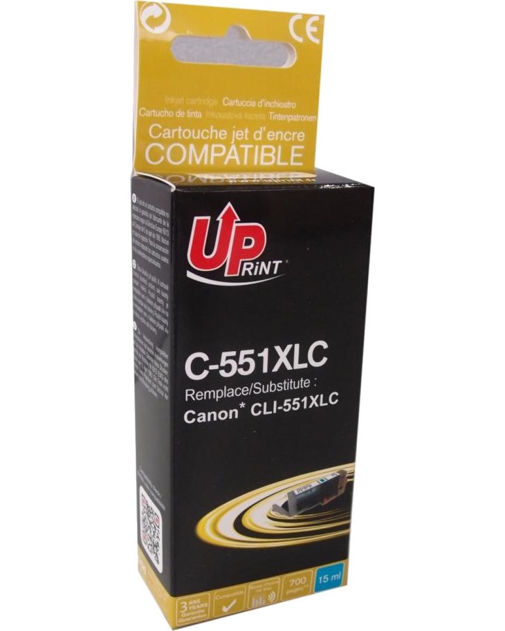 Касета с мастило за принтер UPrint C-551XL Cyan Касета с мастило за принтер UPrint C-551XL Cyan - 700 страници -