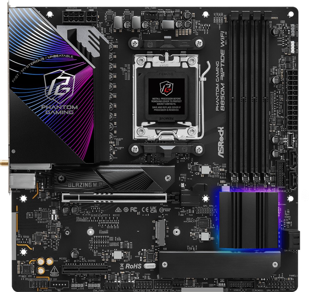 Дънна платка ASRock B850M Riptide Wi-Fi 7 Дънна платка ASRock B850M Riptide Wi-Fi 7 - AMD AM5, AMD B850, DDR5, Micro ATX -