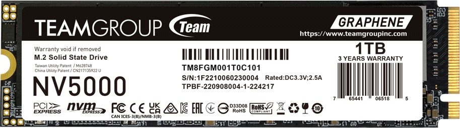 SSD памет Team Group NV500 PCIe 4.0 x4 NVMe 1.4 SSD памет Team Group NV500 PCIe 4.0 x4 NVMe 1.4 - 1 TB, четене 4500 MB/s, запис 1900 MB/s, 3D NAND -