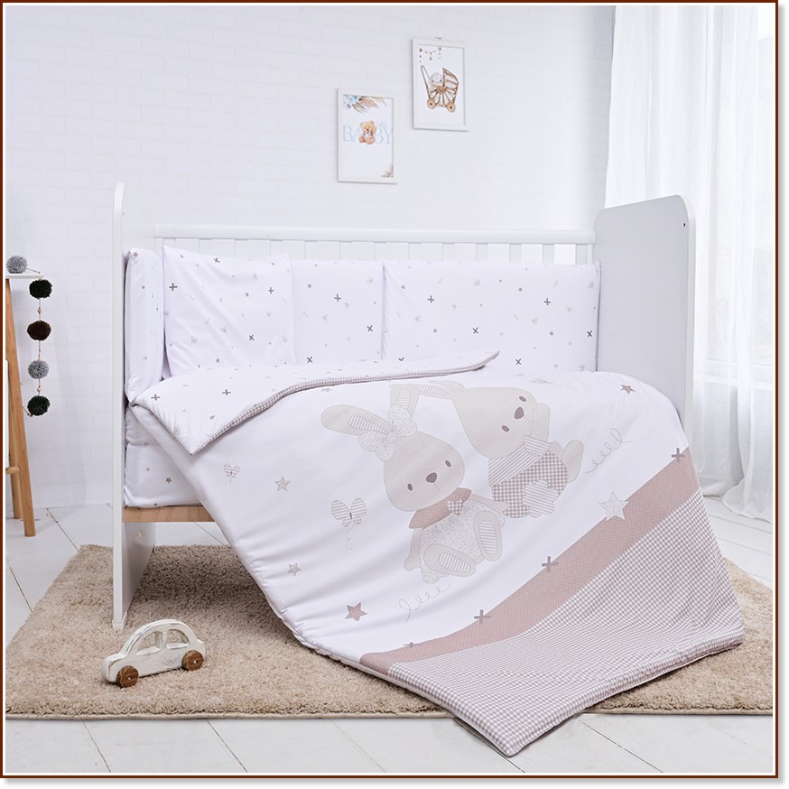 Бебешки спален комплект 7 части Lorelli Smile Бебешки спален комплект 7 части Lorelli Smile - За легла 60 x 120 cm, от серията Honey Bunny - продукт