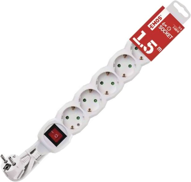 Разклонител с 6 гнезда Emos Разклонител с 6 гнезда Emos - С дължина на кабела 1.5 m -