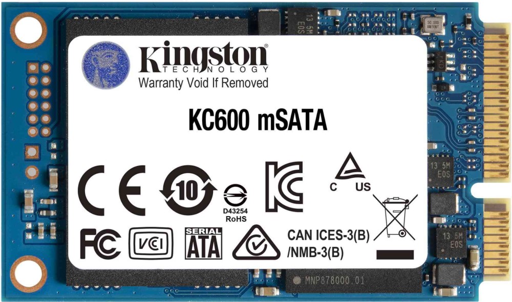 SSD памет Kingston KC600 mSATA III SSD памет Kingston KC600 mSATA III - 256 GB, четене 550 MB/s, запис 500 MB/s, 3D TLC NAND -