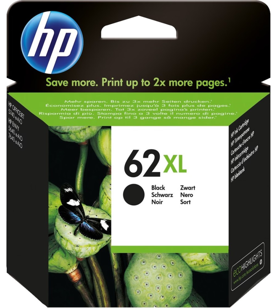 Касета с мастило за принтер HP 62 XL Black Касета с мастило за принтер HP 62 XL Black - 600 страници -