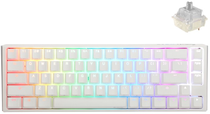    Ducky One 3 SF Pure White - 65%,  USB  1.8 m, ANSI Layout, Hot-Swap, Cherry MX Clear RGB - 