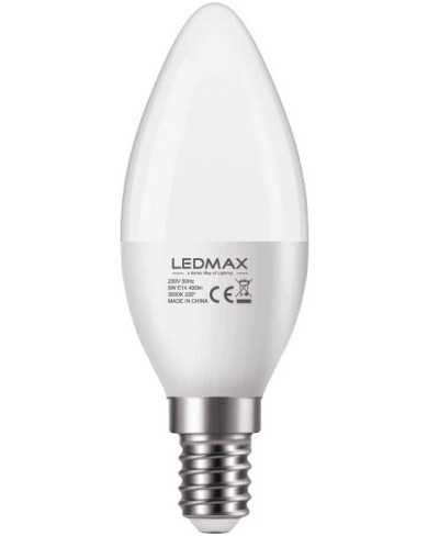 LED крушка LEDMAX C37 Е14 5 W 3000K LED крушка LEDMAX C37 Е14 5 W 3000K - 80 lm -